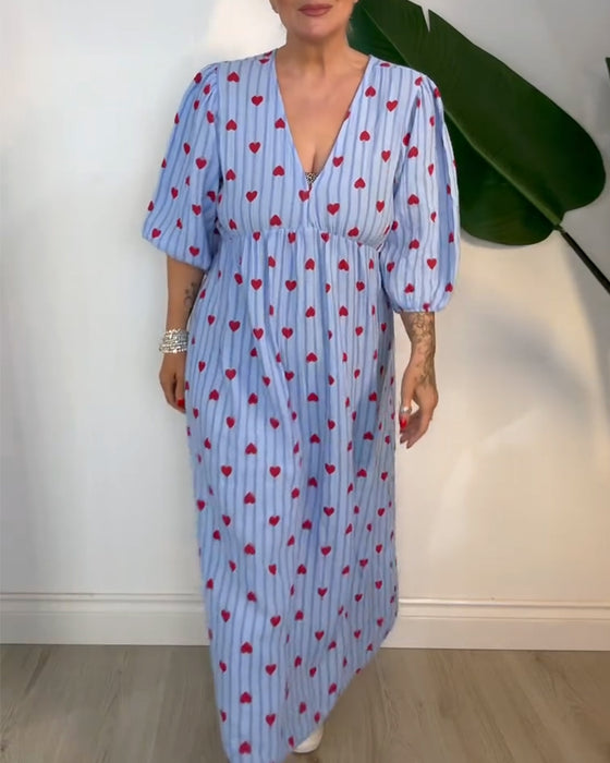 Jurk Elegant V-Hals Hartprint