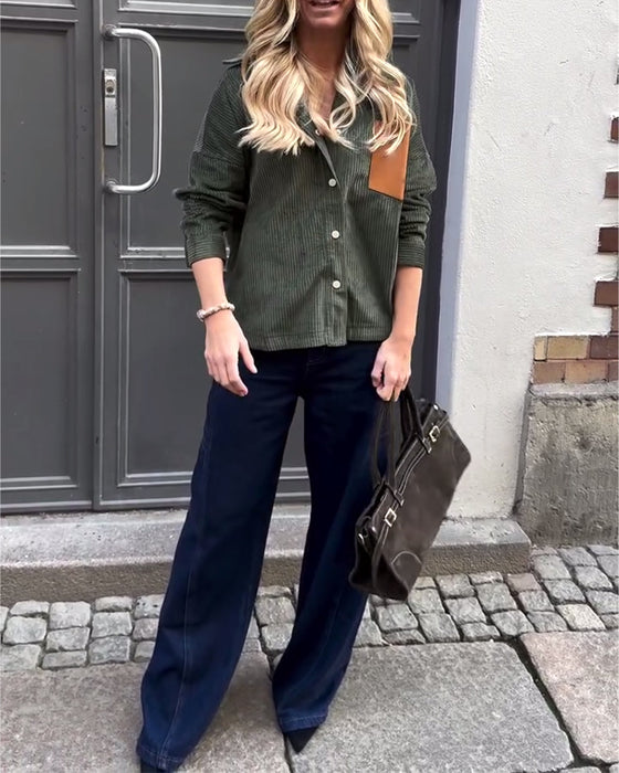 Stijlvolle Langmouwige Blouse Met Kraag