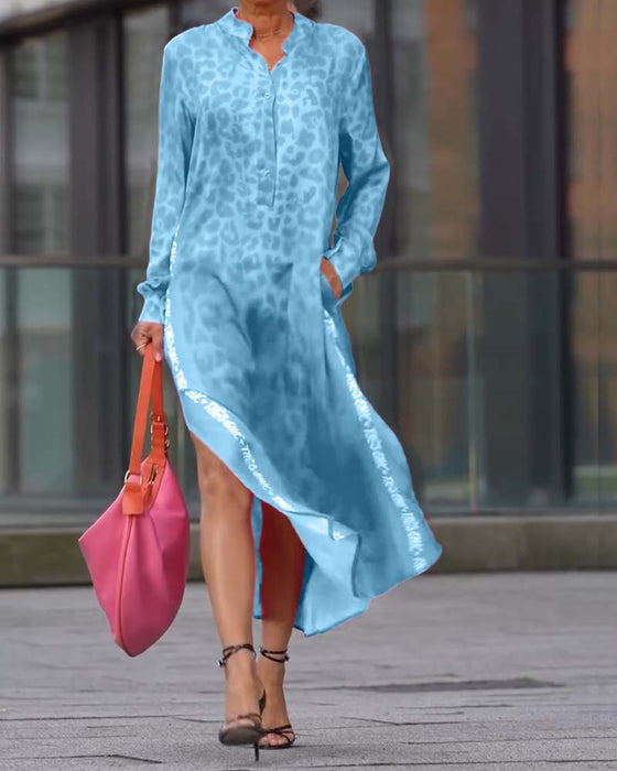 Jurk Lange Mouwen Leopardenprint Splits