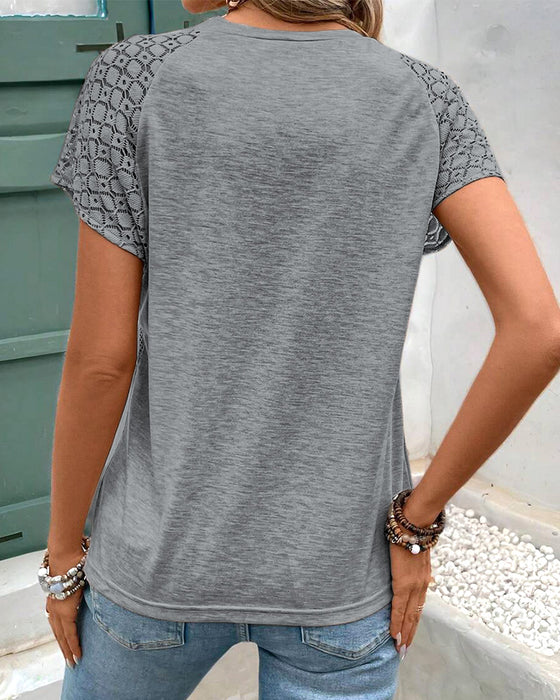 T-Shirt Effen Kleur Holle Ronde Hals Slank