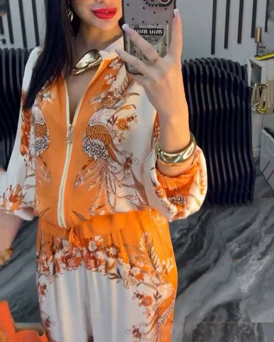 Wijd-Pijpen Pak Temperament Staande Kraag Rits