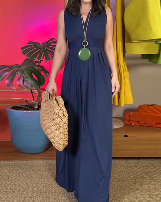 Elegante mouwloze slanke lange jurk