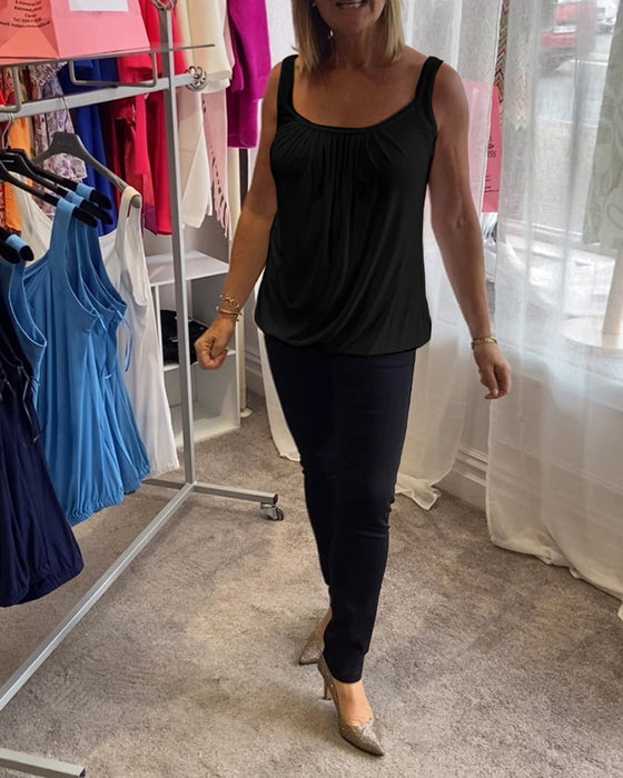 Set Casual mouwloze top met plooi en effen kleur