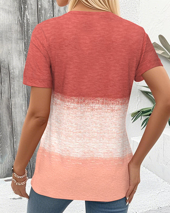 Blouse Ronde hals Contrast Korte mouw