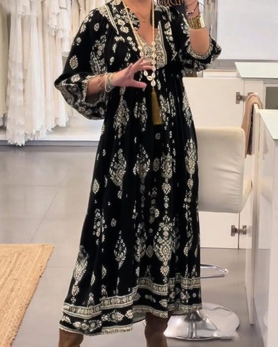 Casual jurk met print en losse zakken