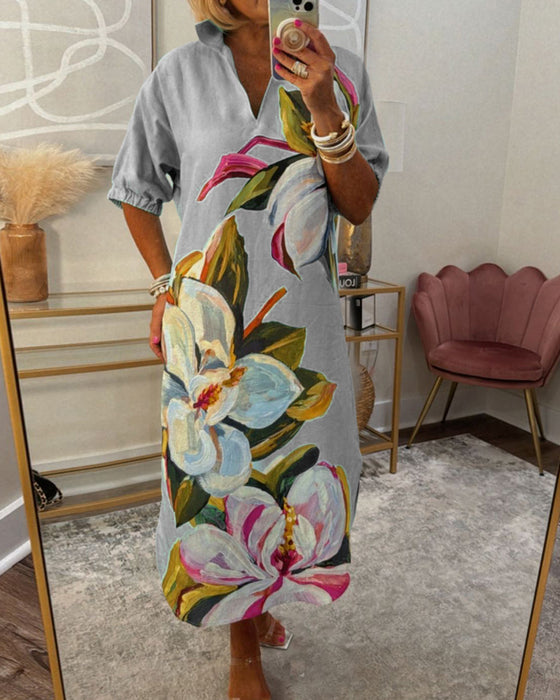 Losse casual jurk met bloemenprint