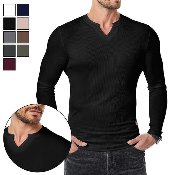 Shirt Heren Slim Fit V-hals Longline Muscle