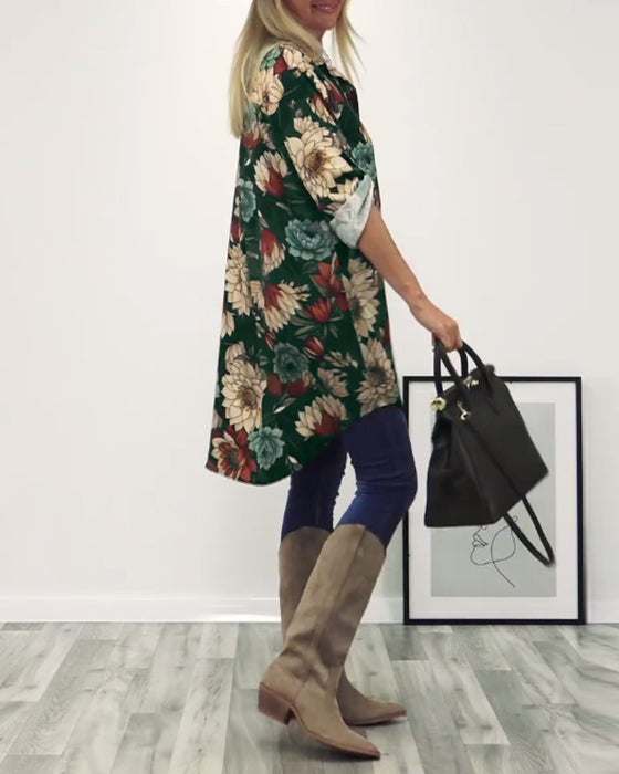 Revers overhemd met patchwork en luipaardprint