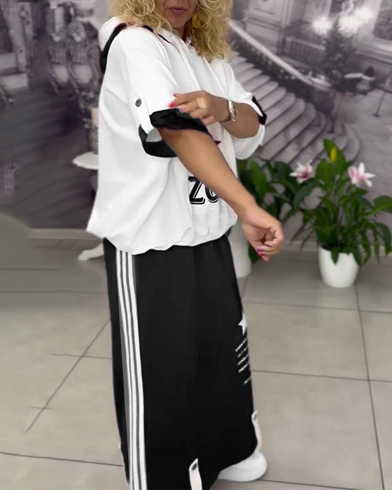 Set Met Capuchon Trekkoord Bedrukte Rok