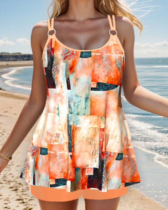 Tankini met bandjes en print
