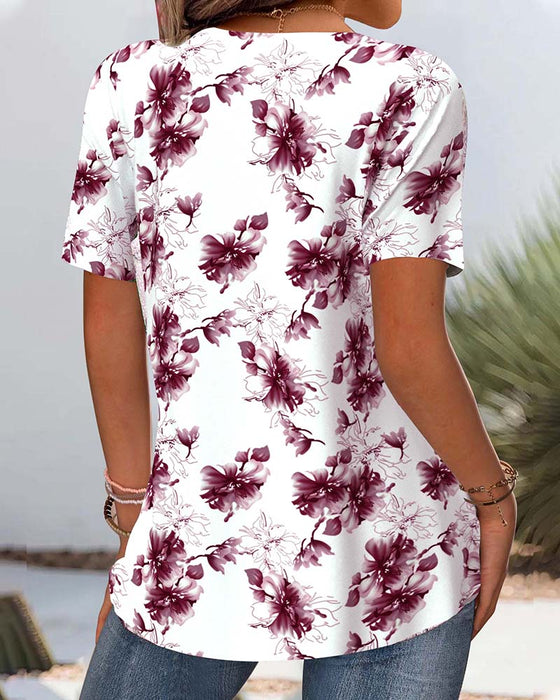 Blouse Bloemenprint Korte Mouwen