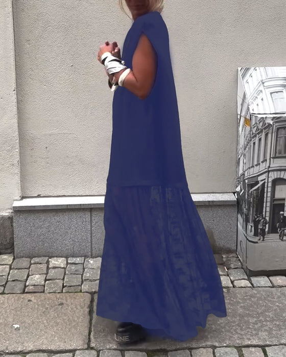 Mouwlose Mesh Patchwork Jurk