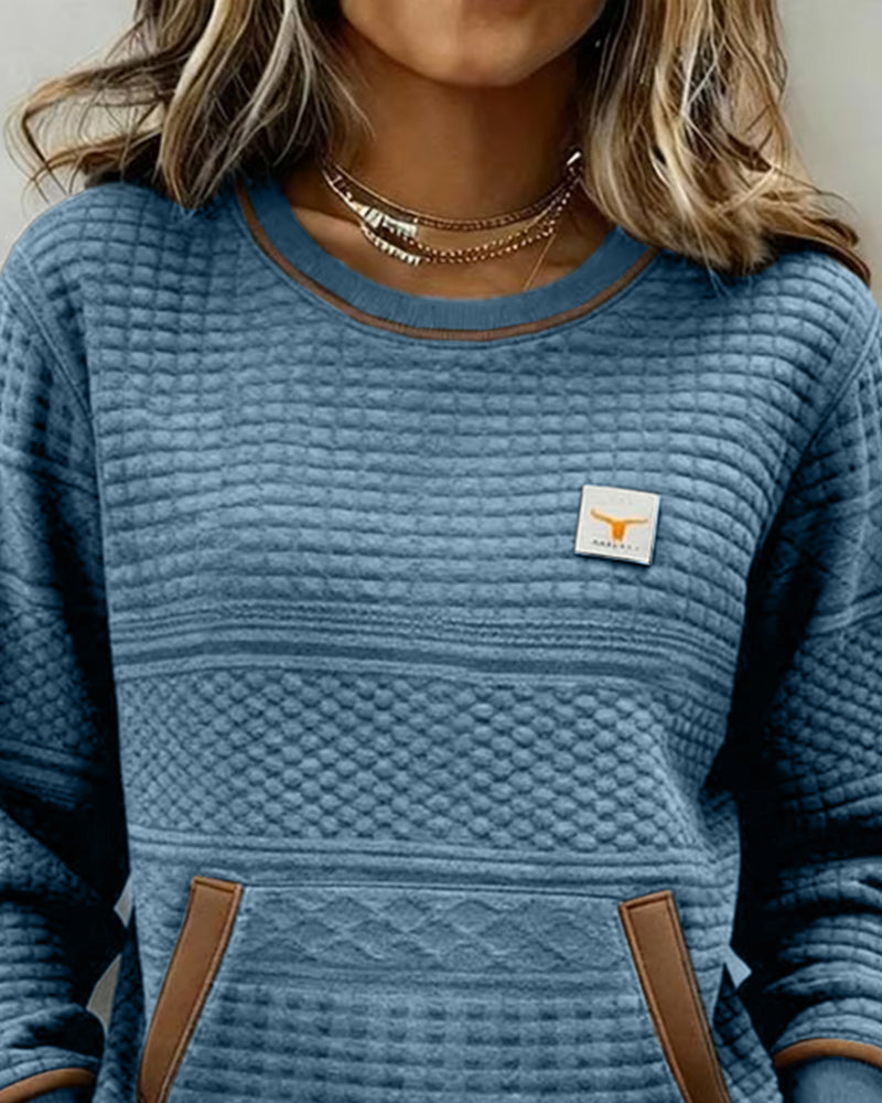 Sweatshirt Met Ronde Hals En Colorblocking