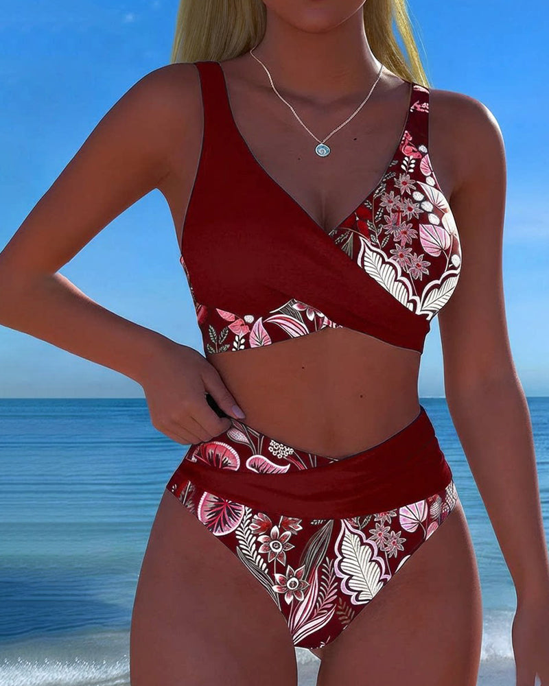 Bikini Contrastkleur Mode Bloem