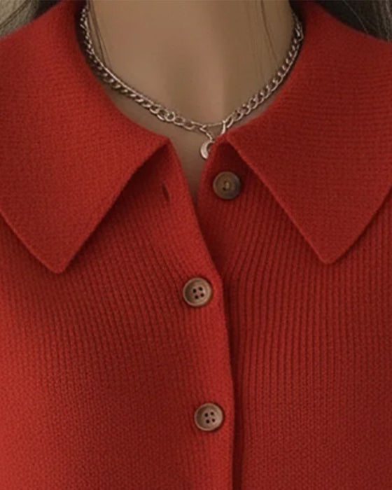 Langmouwige Pullover Met Geknoopte Revers