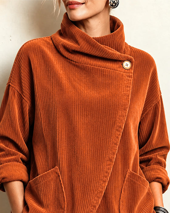 Jas Hoge Hals Knoop Asymmetrisch