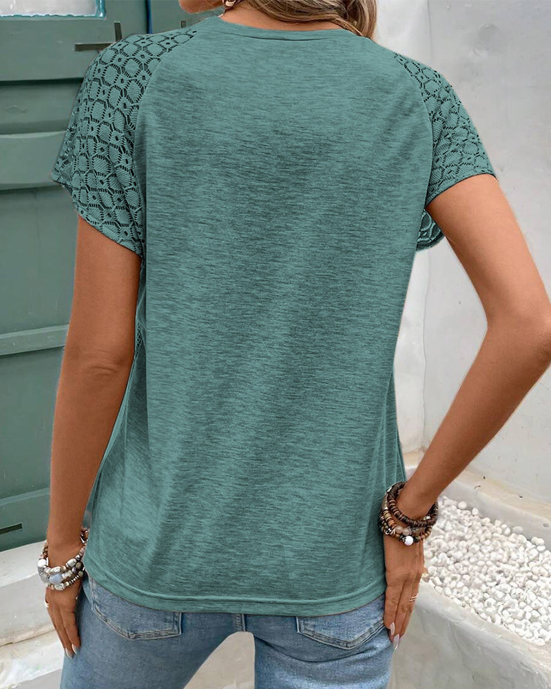 T-Shirt Effen Kleur Holle Ronde Hals Slank