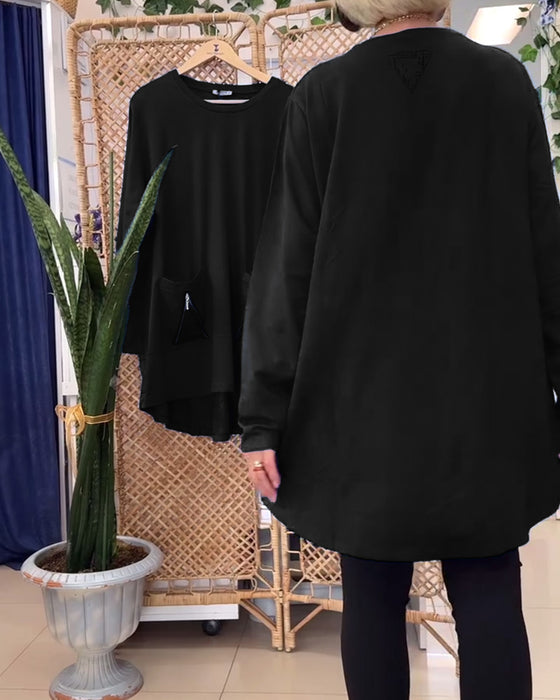 Sweatshirt ronde hals effen kleur ritszak