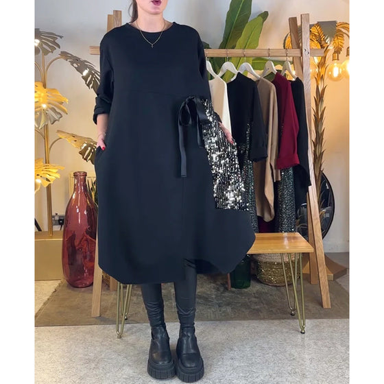 Jurk Lange Mouwen Losse Pailletten