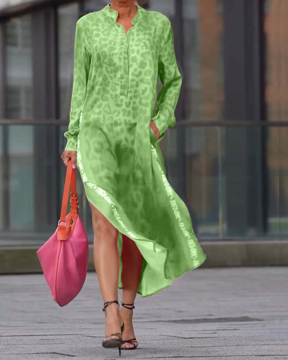 Jurk Lange Mouwen Leopardenprint Splits