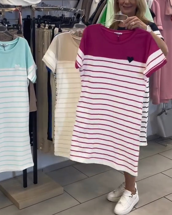 Jurk Ronde Hals Casual Gestreept