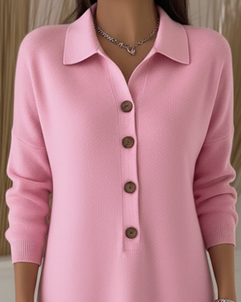 Modieuze Doorknoopjurk Met Reverskraag