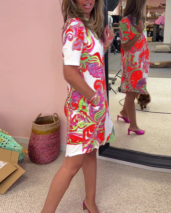 Slim-fit jurk met print