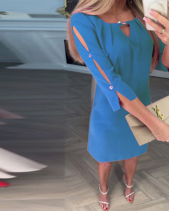 Jurk Elegant Effen Kleur Hol Recht