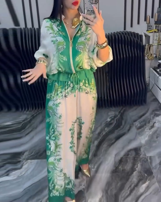 Wijd-Pijpen Pak Temperament Staande Kraag Rits