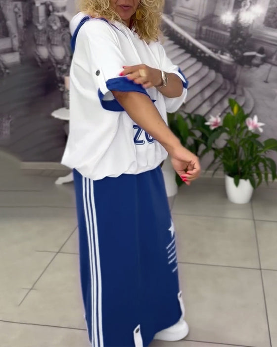 Set Met Capuchon Trekkoord Bedrukte Rok