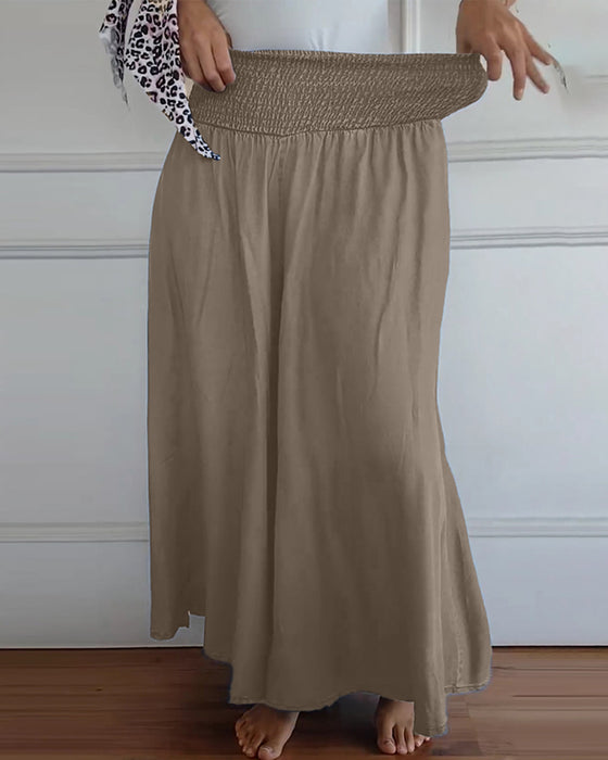 Broek met elastische taille en wijde pijpen