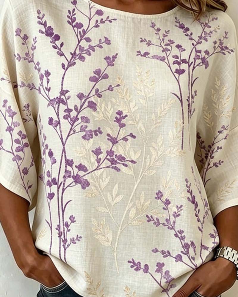 Blouse Ronde Hals Patchwork Los