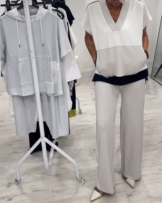 Pak V-Hals Kleurcombinatie Split Casual