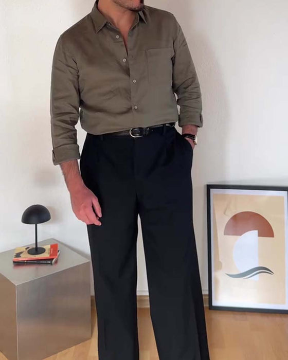 Overhemd Heren Met Kraag Zak