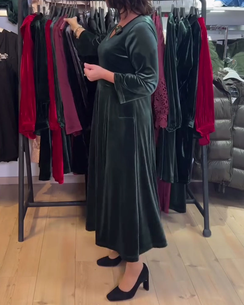 Maxijurk Van Fluweel Met V-Hals