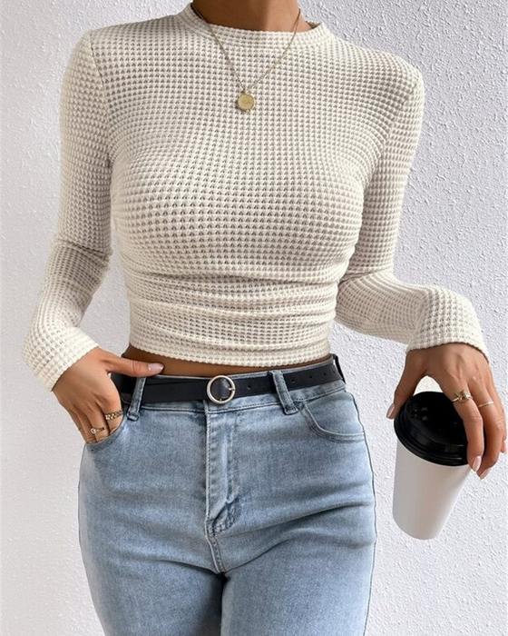 Top Slim Fit Veelzijdig Lange Mouw