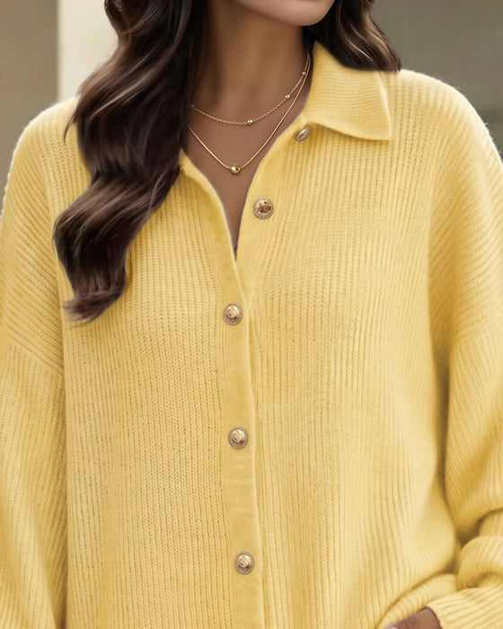 Cardigan Reverse Knoop Lantaarn Mouw Drop Schouder