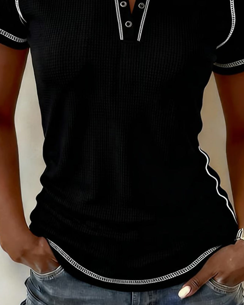 T-Shirt Weefsel Wafel Henley