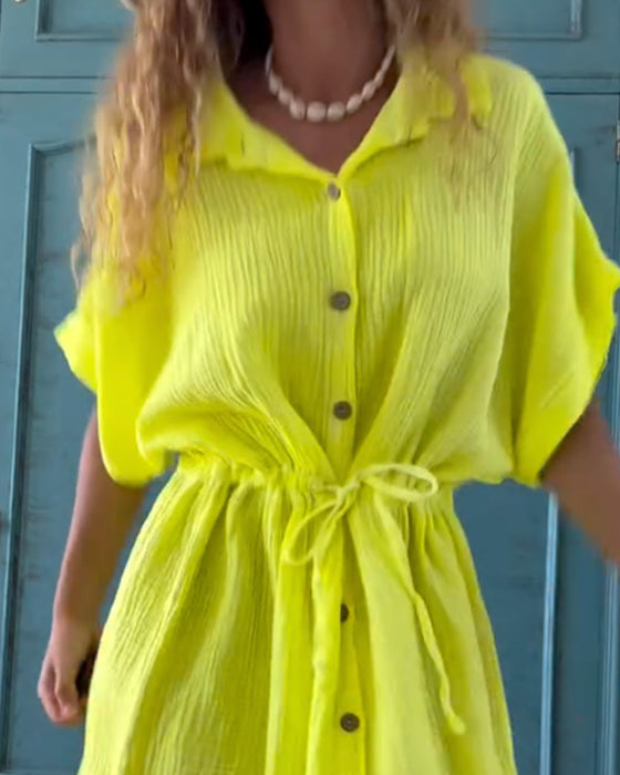 Casual Jurk Effen Kleur Met Trekkoord