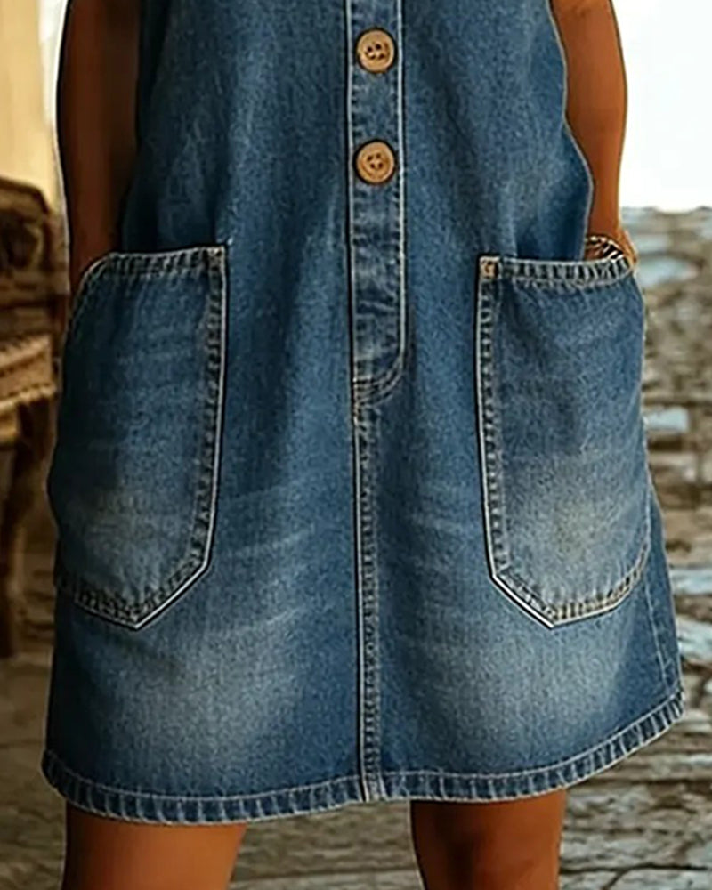 Jurk Casual Mouwloos Grote Zak