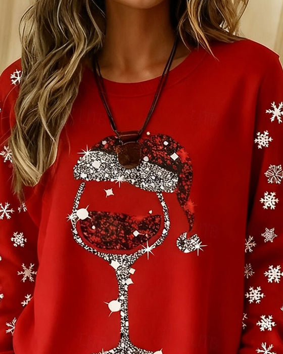 Top Rondhals Kerst Stijl Lange Mouw