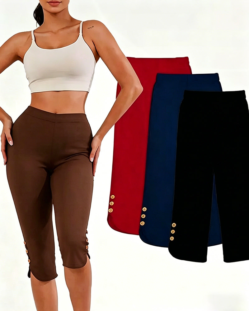 Leggings Effen Slim-Fit Ingekort