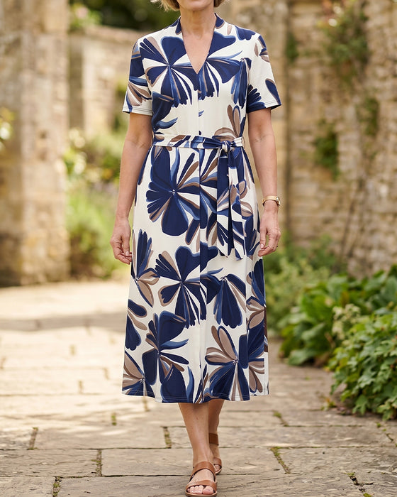 Jurk Elegant Bloemen Print Mouwloos