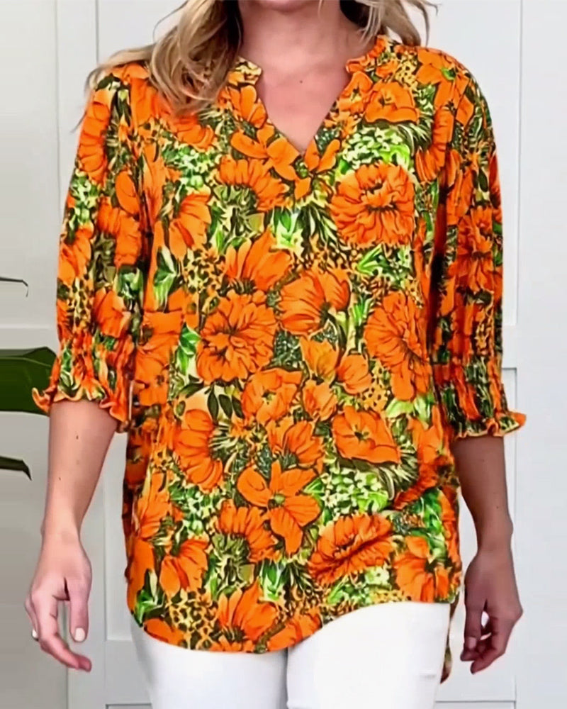 Blouse Korte Mouw Modieus Bloemen