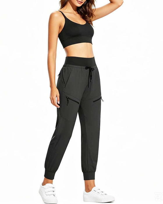 Broek Met Elastische Taille Trekkoord Zakken Tapered
