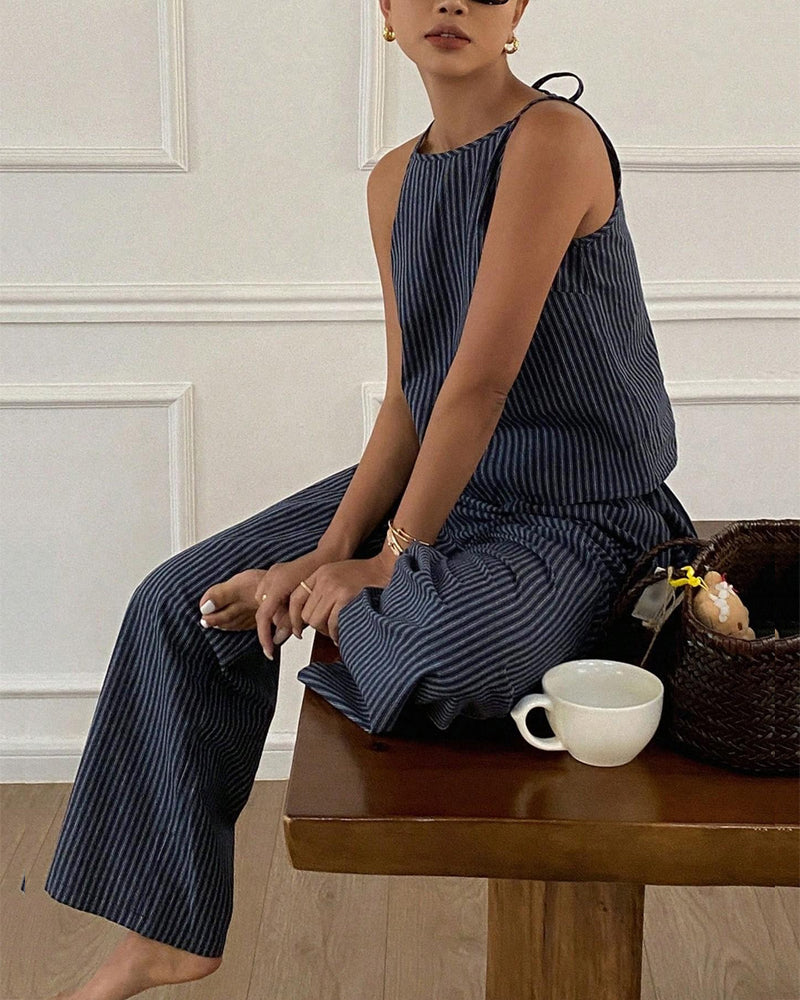 Set Gestreept Camisole Wijde Pijp Broek