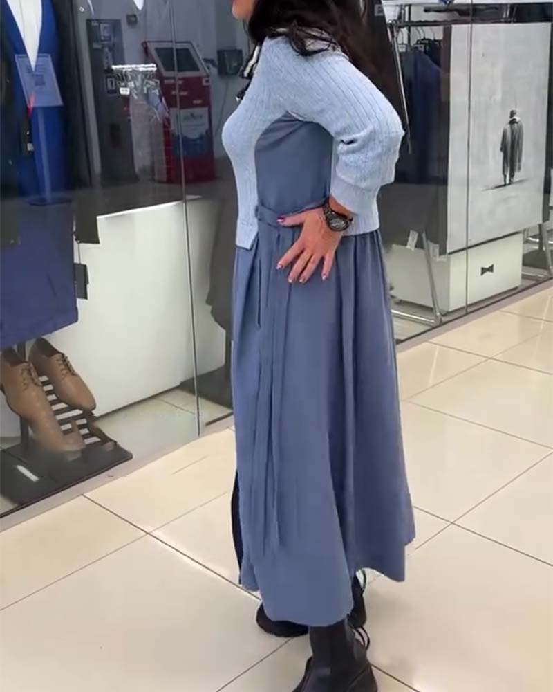 Jurk Casual Colorblock Ronde Hals