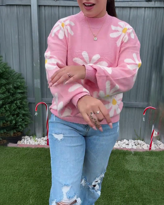 Trui jacquard mode ronde hals