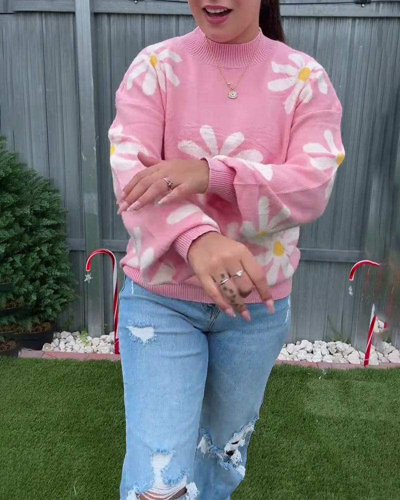 Trui jacquard mode ronde hals