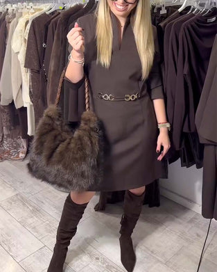 Jurk Elegant Staande Kraag Recht